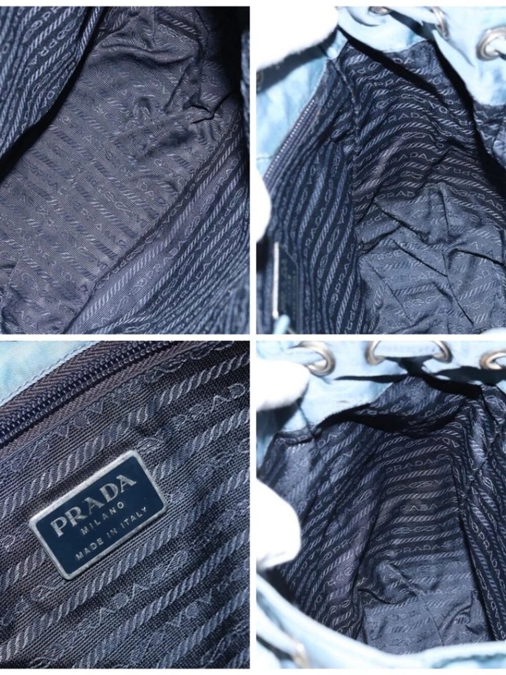 PRADA Backpack Nylon Baby Blue Silver Auth ti3674 - Picture 15 of 16